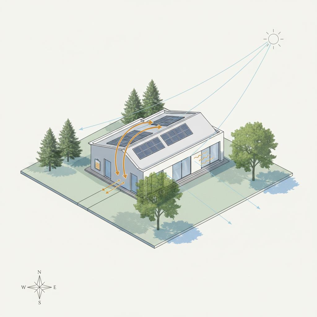Kaip orientuoti namą sklype: šviesos planavimas ir taupymas